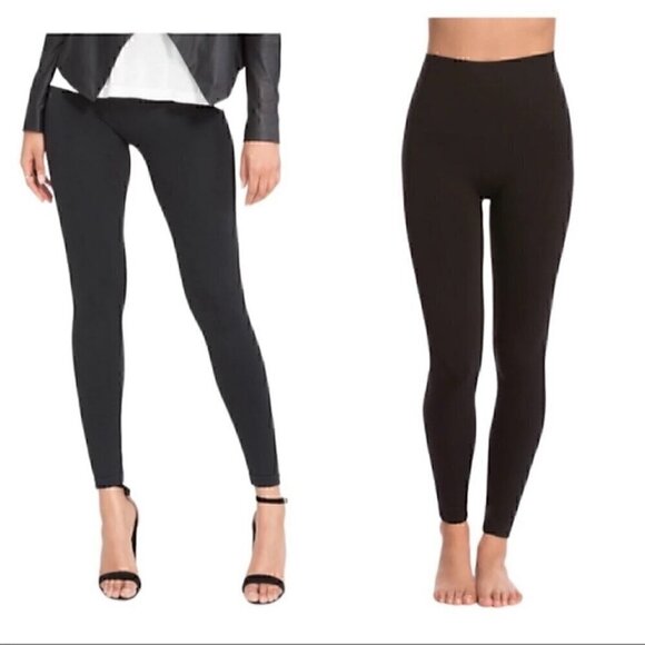 EUC Spanx Look at Me Now Seamless Leggings in Black - Size Large - Picture 3 of 8